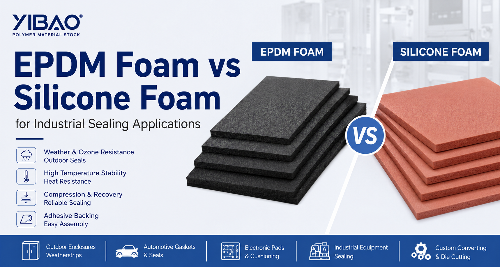 EPDM foam vs silicone foam for industrial sealing applications